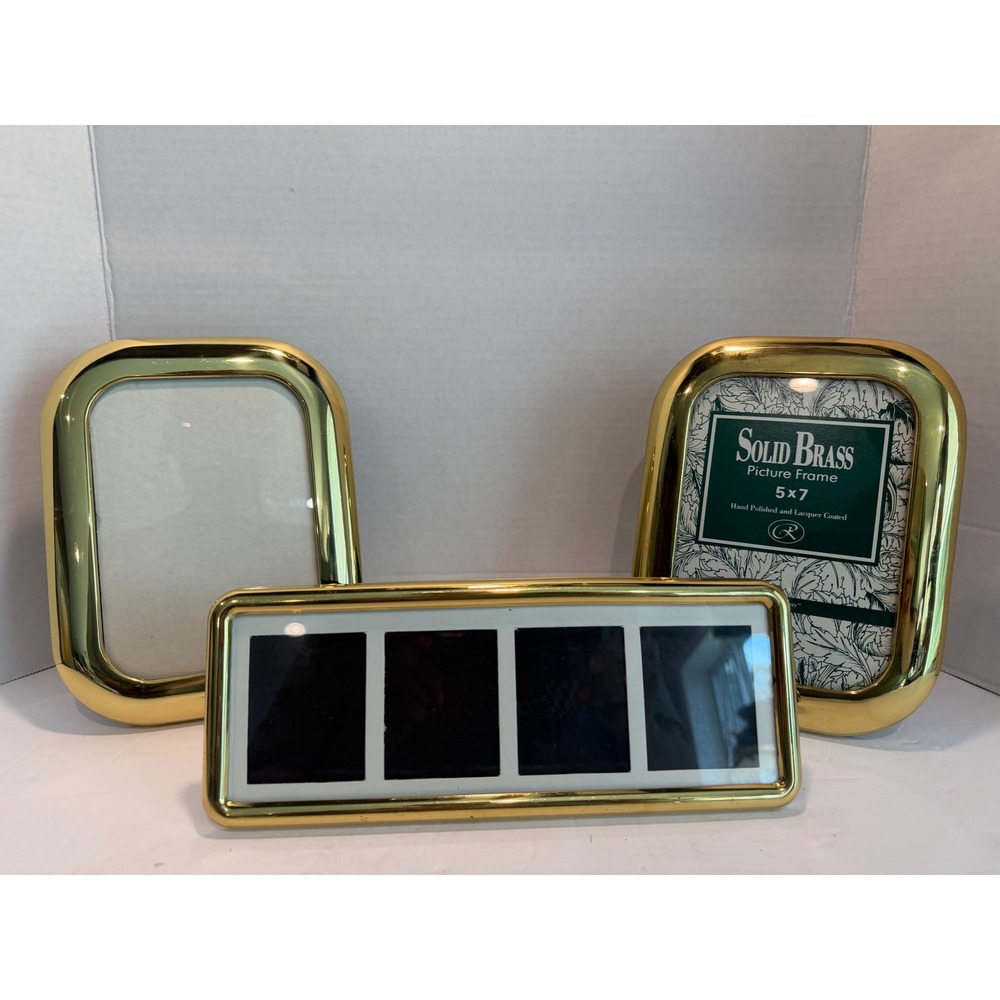 Regent Gallery Solid Brass Picture Frame Set 5x7 and Collage Gold Polished 3pc